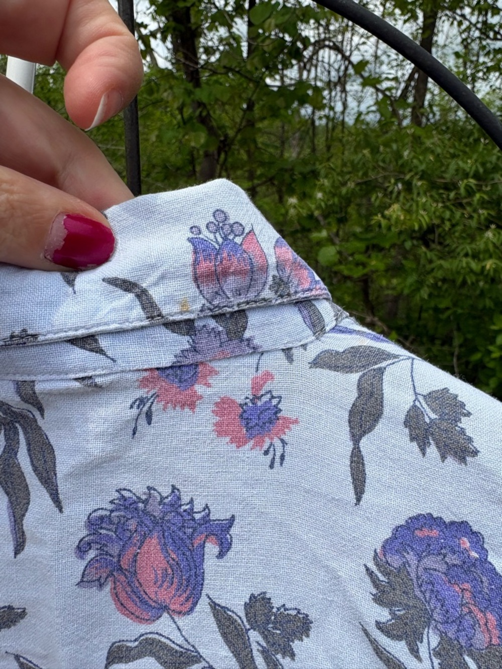 Vintage Details Floral Button-Down Short Sleeve Shirt Women's Large 100% Cotton - Picture 13 of 14